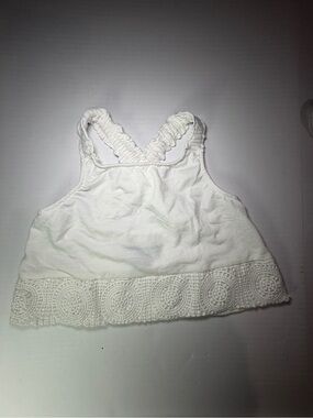 French Connection White Crochet-Hem cropped Tank or bralette